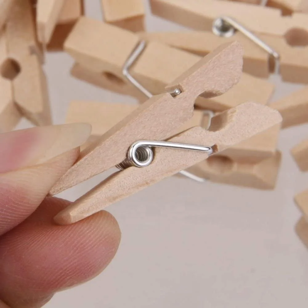 
Natural Mini Wooden Clothespins Photo Paper Peg Clips Wooden Clips For Arts 