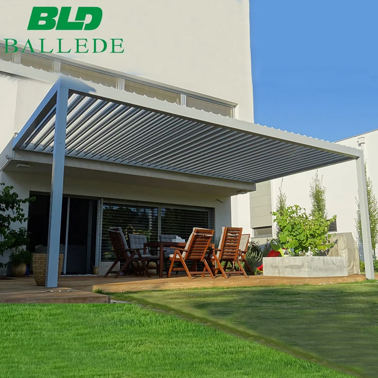 Luxury Outdoor Metal Furniture Cover Backyard Waterproof Opening Roof Louver Aluminum Gazebos Awning