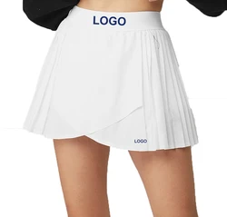 2022 женские топы, модная юбка для фитнеса, спортзала, йоги, плиссированная теннисная юбка с боковым карманом