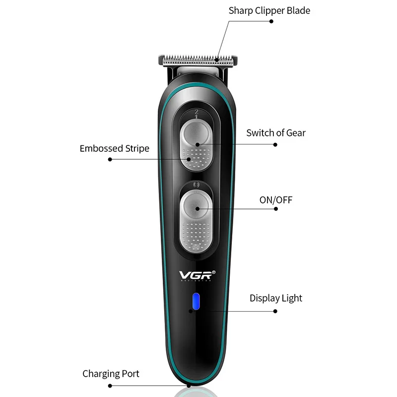 VGR V055 Hot Sale Professional Rechargeable Clipper T Shape Blade Balding Balls Electric Hair