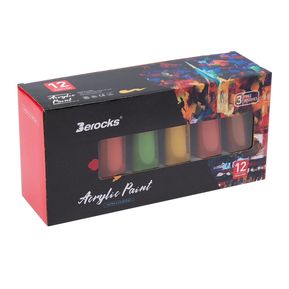 wholesale high quality Non-TOXIC 75ml  golden silver metallic acrylic paint  for artist acrylic paint set