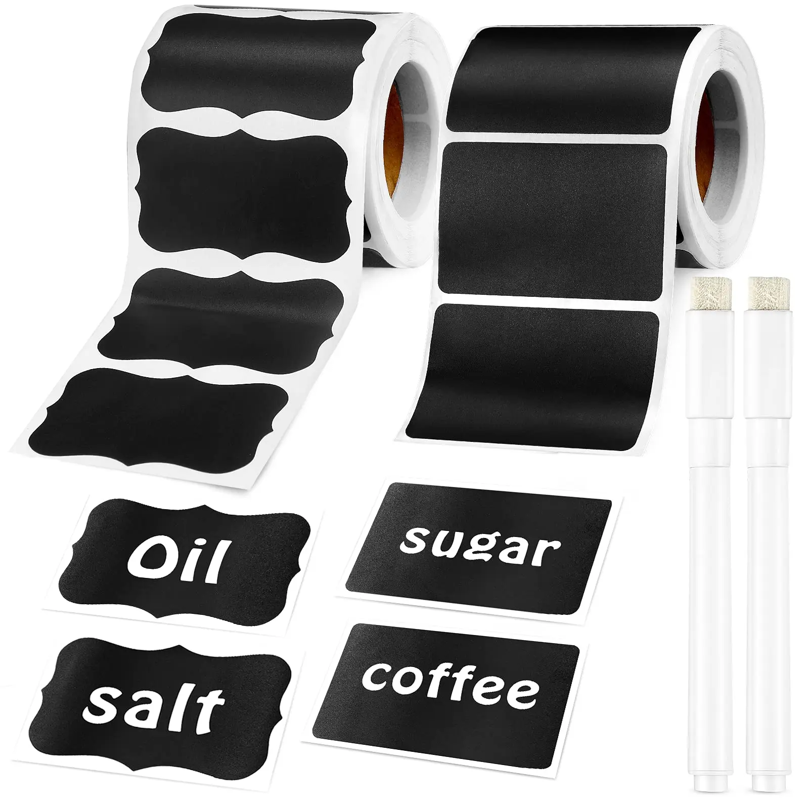 Custom Reusable Chalk Sticker Labels Chalkboard Label with 2 Chalk Liquid Markers Kitchen Pantry Labels Food Containers Sticker