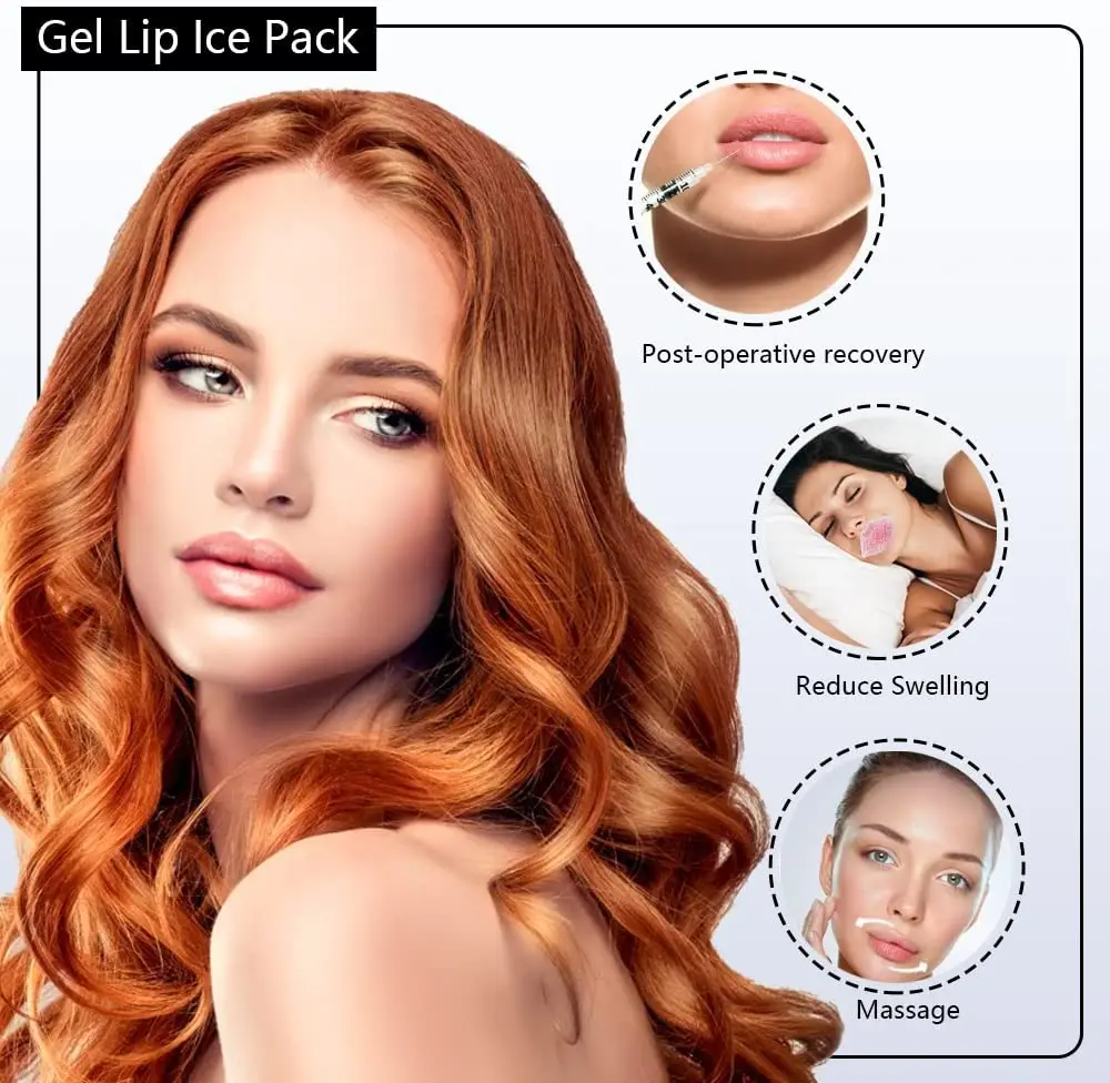 Custom logo personalised Lip Shaped Hot Cold Gel Beads Gel Ice Pack for Lip Filler After Care