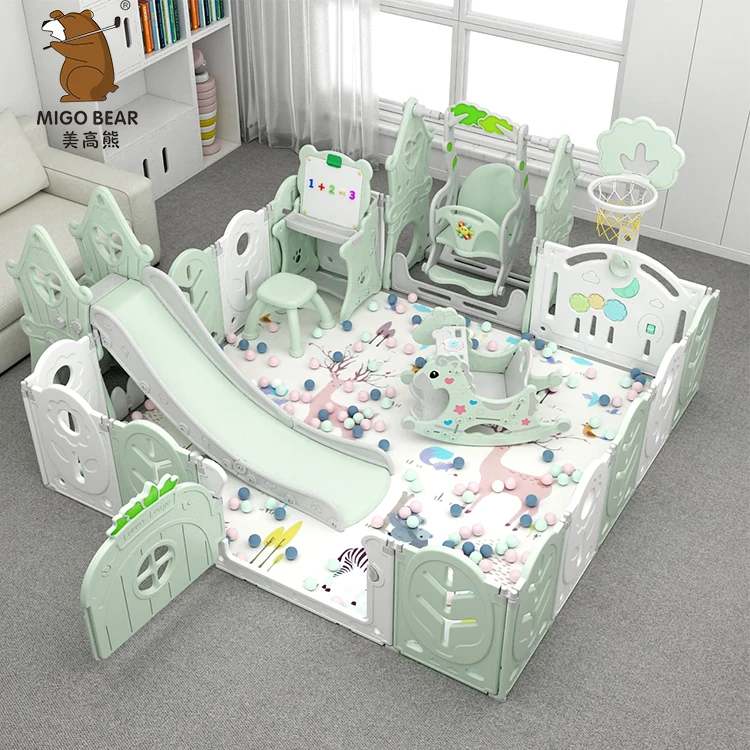 Toddler Foldable Plastic Playard Portable Indoor Game Outdoor Gate Pen Play Yard Safety Fence Kids Baby Playpens For Children