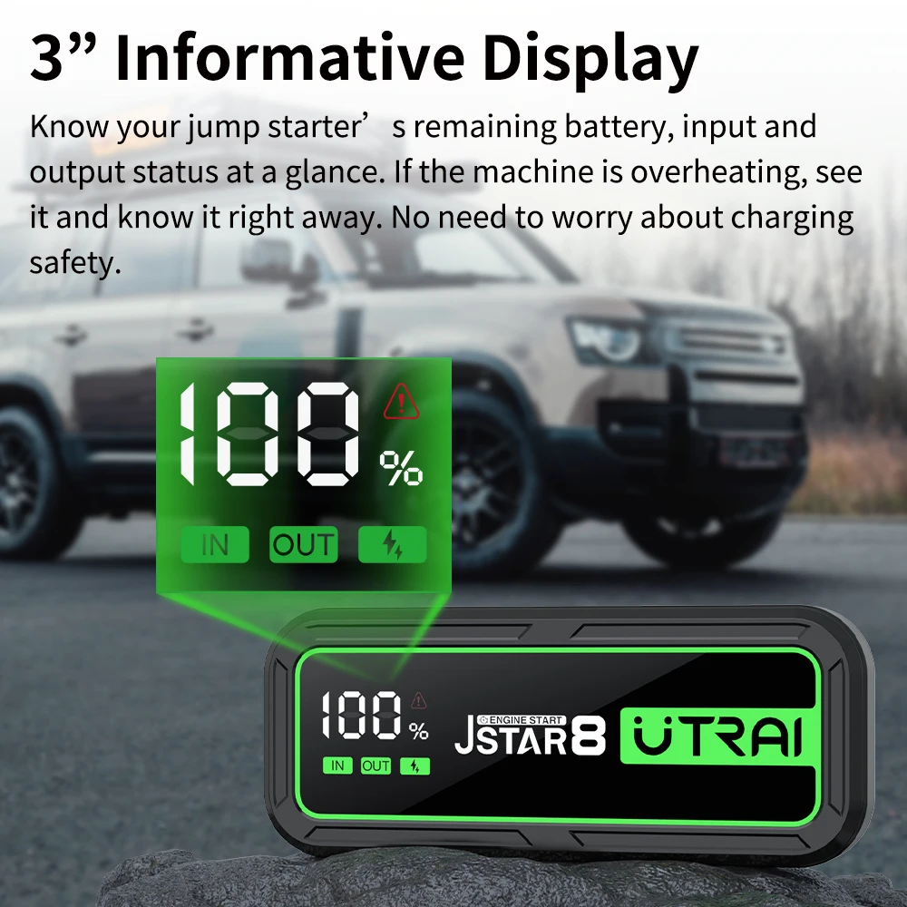 Utrai Car Booster Portable Jump Starter Power Bank 3000A Peak Current LED Light Jumpstart Starting Device Wholesale Factory