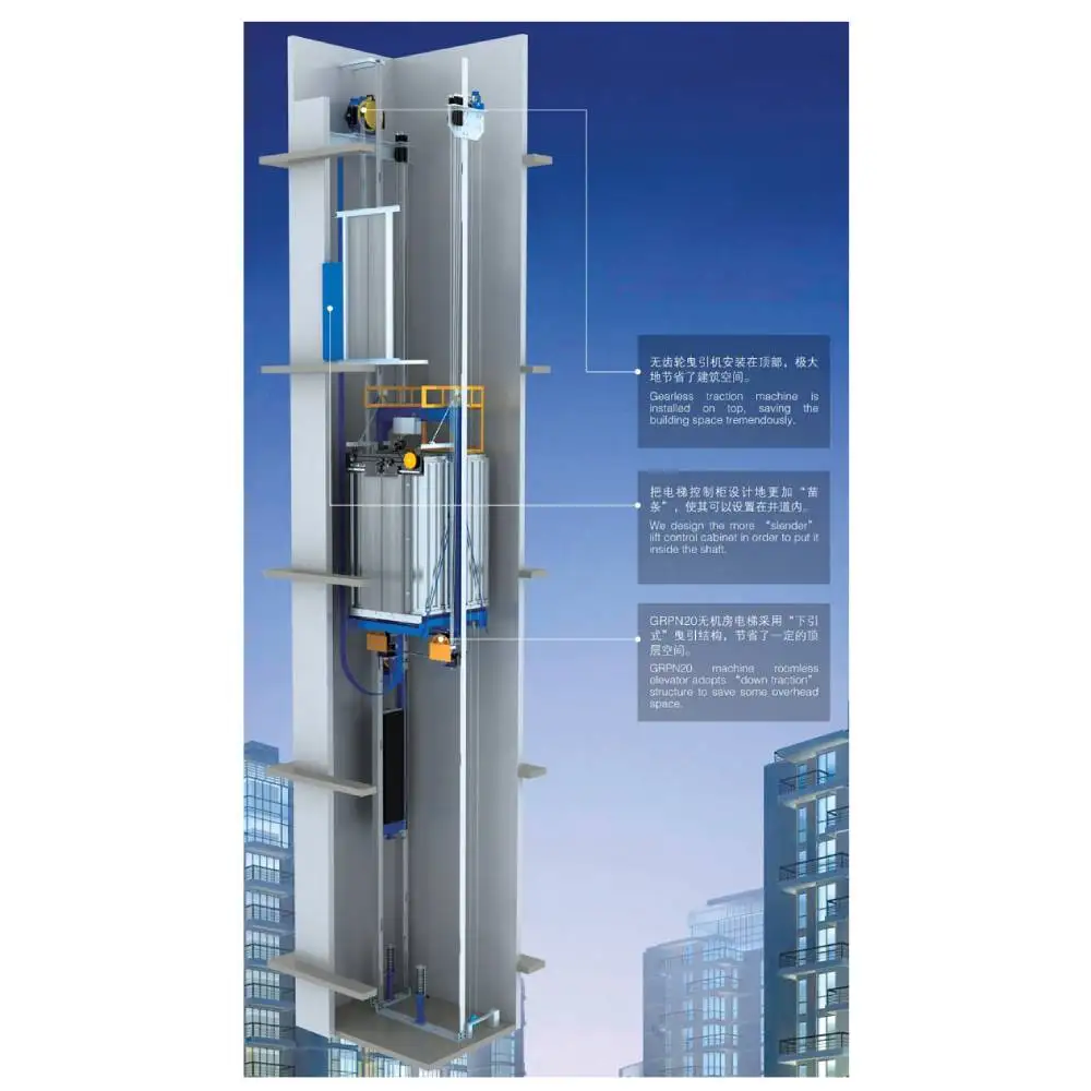 SRH MRL Passenger elevator for hotels and office buildings