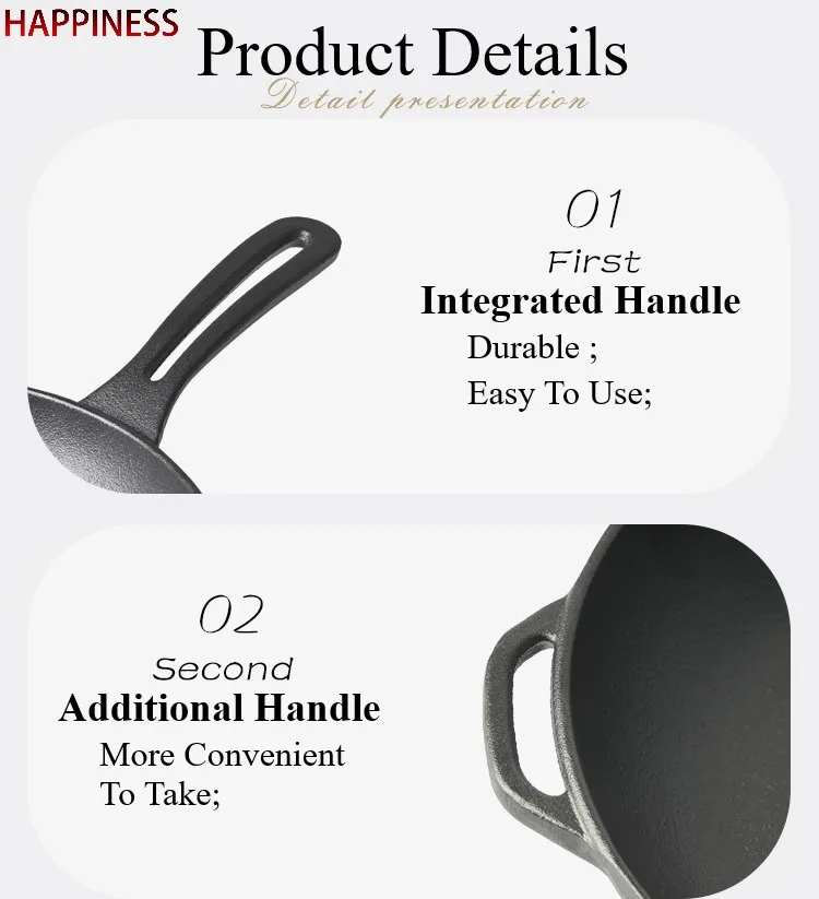 Non Stick Cast Iron 26cm Enamel Skillet Frying Pan With