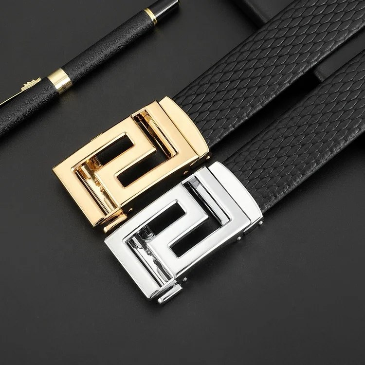 Прямые продажи с фабрики первый слой воловьей кожи мужской кожаный ремень деловой Повседневный автоматический ремень с пряжкой