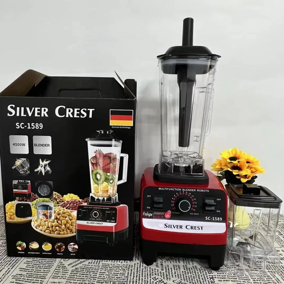 2-in-1 2-Cup 4500W Commercial Grade Mixer Smoothie/Juicer Food Processor Heavy Duty RV Kitchen Appliances Silver Crest Electric