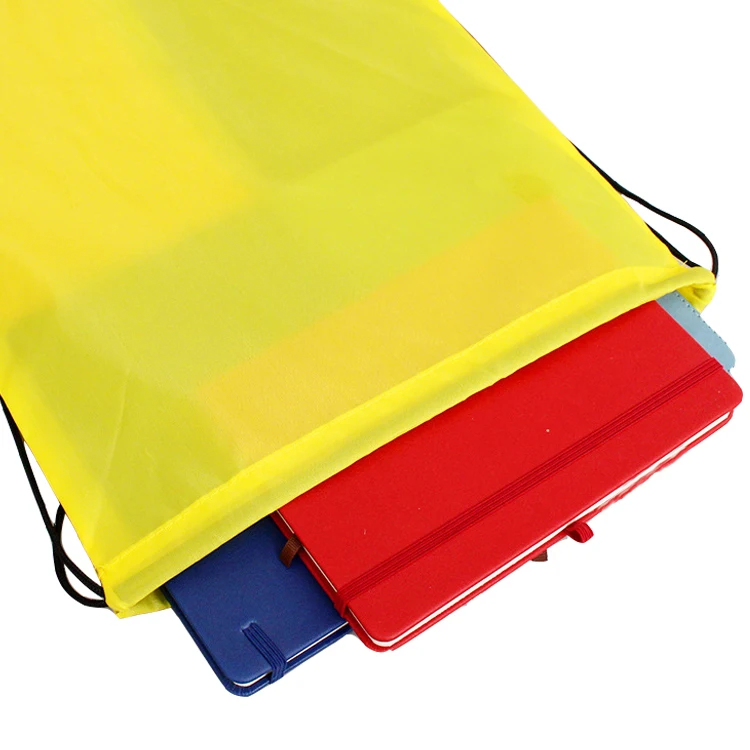 Promotional Stock Low MOQ Dust Proof 210D 420D Polyester Drawstring Bag Cheap Nylon drawstring backpack bag for gym