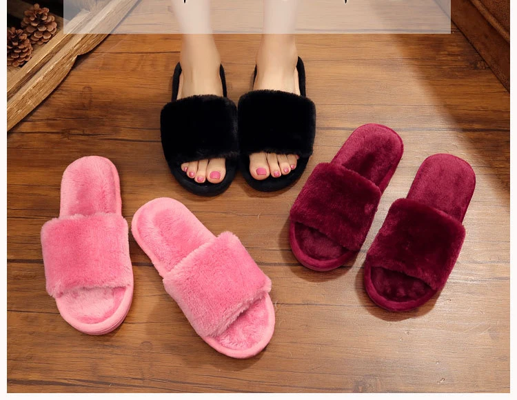 Drop Shipping New 2022 Girls Winter Causal Pvc Slippers House Slippers Fluffy Slippers