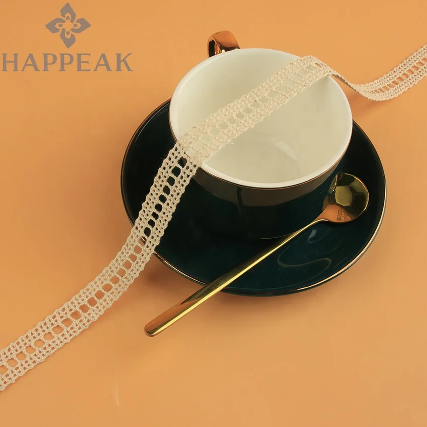 HAPPEAK Factory Wholesale Crochet Trim Border Cotton Water Soluble Lace Trimming Embroidered Wedding Lace