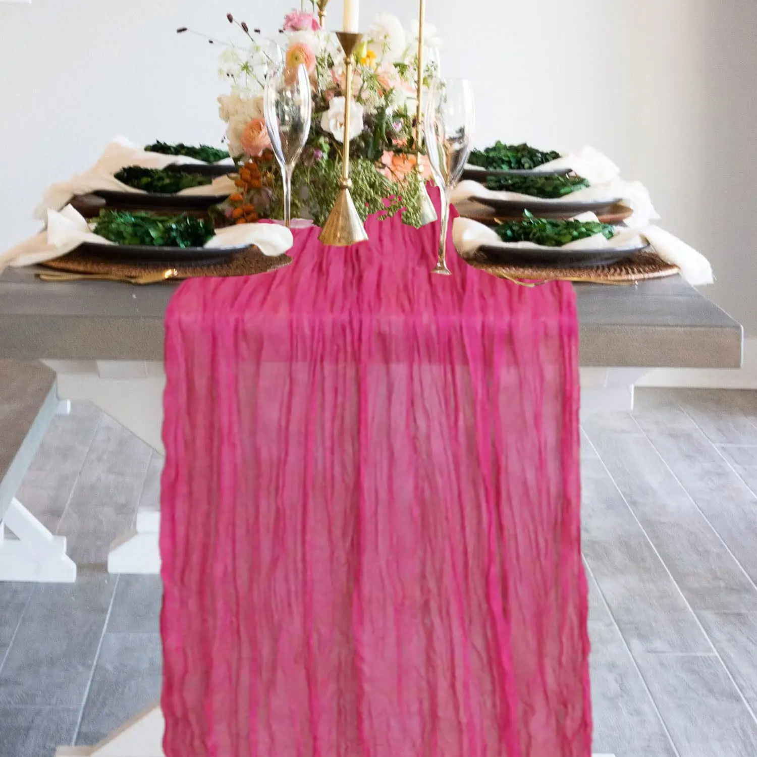 Hot Sale Pink Runner For Wedding Tables Fushia Table Runners Wide Coffee Cotton Linen Table Runner With Design
