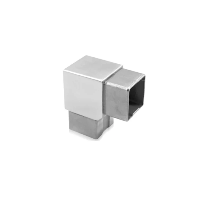 Precision Casting 40mm Pipe Elbow 90 Degree Square Stainless Steel 3 Way Handrail Tube Connector