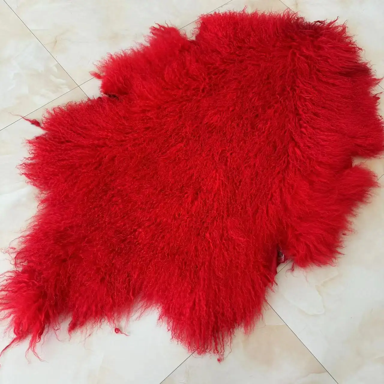 Factory Direct Supply 120x60cm Mongolian Lamb Fur Plate Goat Fur Rug Sheepskin