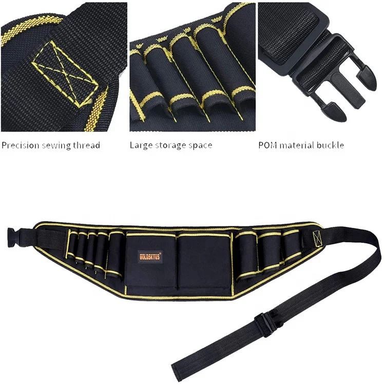 Tool Belt for Electrician Carpenter Construction Worker-Adjustable Utility Tool Belt Waist Pouch Bag Lid Hammer Hold-Rope Belt