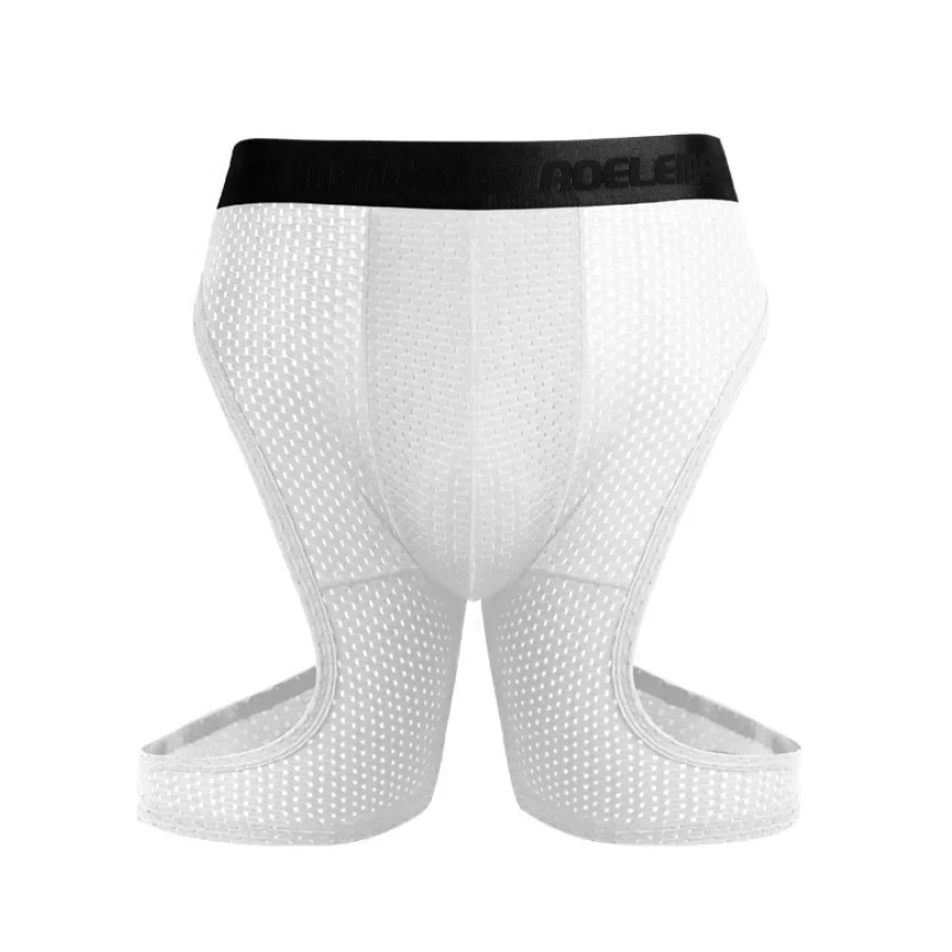 Sports Running Tight Breathable Boxer Anti-Wear Leg Men Underwear Ice Silk Cut-Out Plus Size Lengthened Boxers