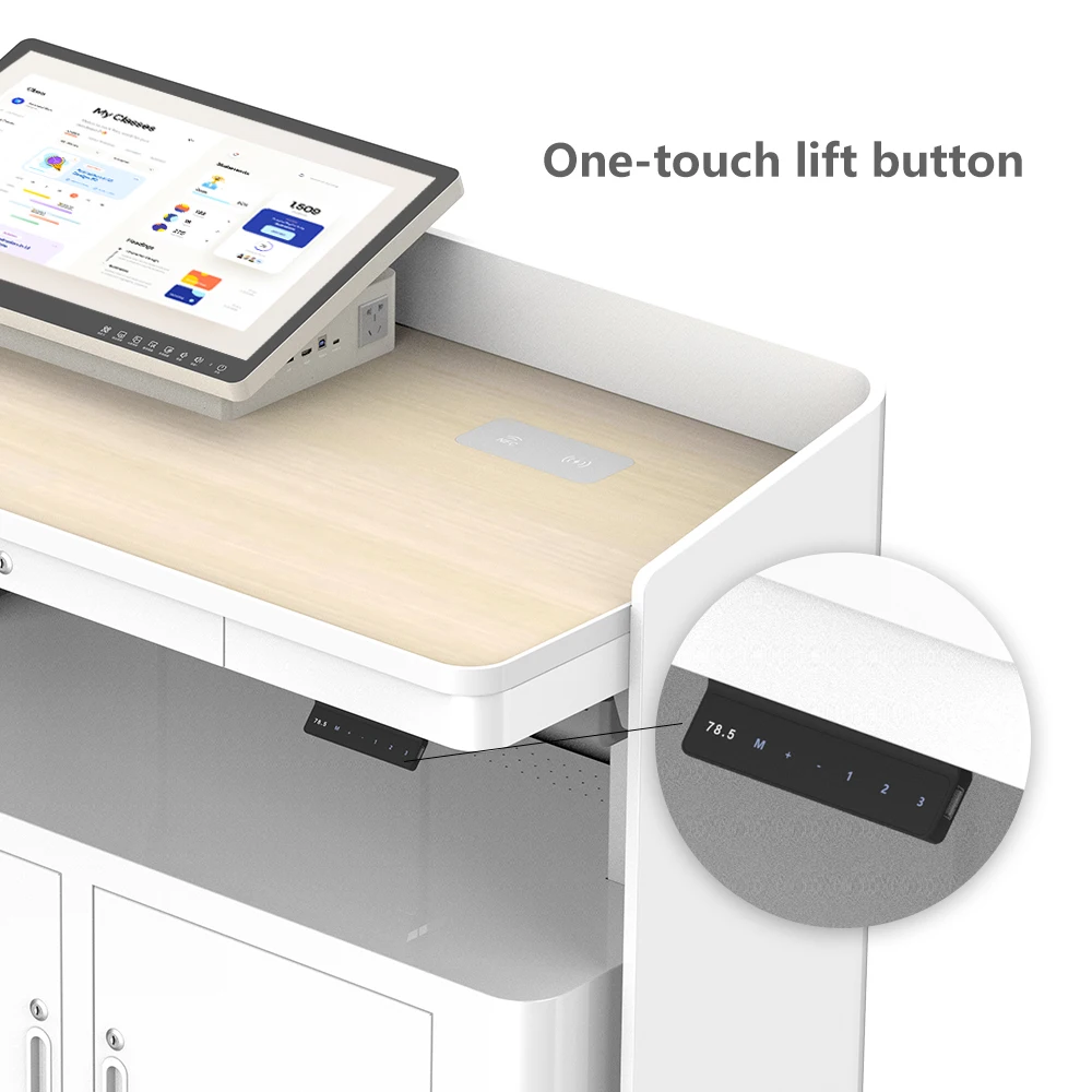 QDE One Stop School Furniture Classroom Teacher Digital Podium Multimedia Platform Class Smart Lectern Teaching Equipment