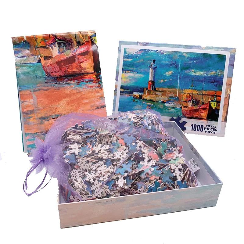 wooden puzzle maker printing 1000 piece customizable puzzle wood material painting plane puzzle