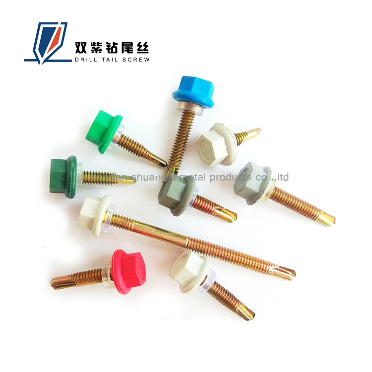 Nylon head drilling wire plastic head hexagonal drilling screw waterproof color steel tile self - tapping self - drilling nail d