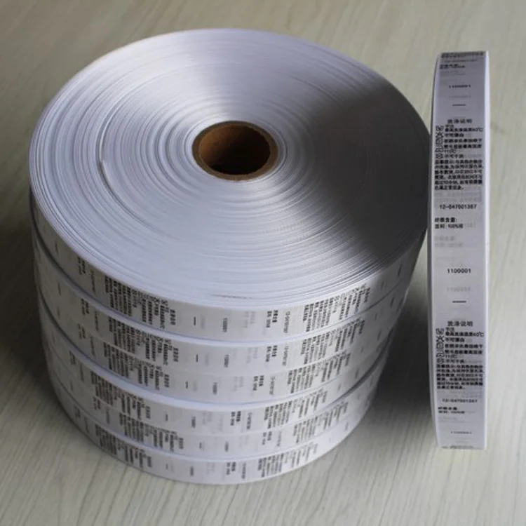 Factory making beautiful printing neck barcode printed satin label