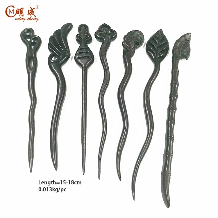 
High-quality black sandal wood carved hairpin stick on sales 