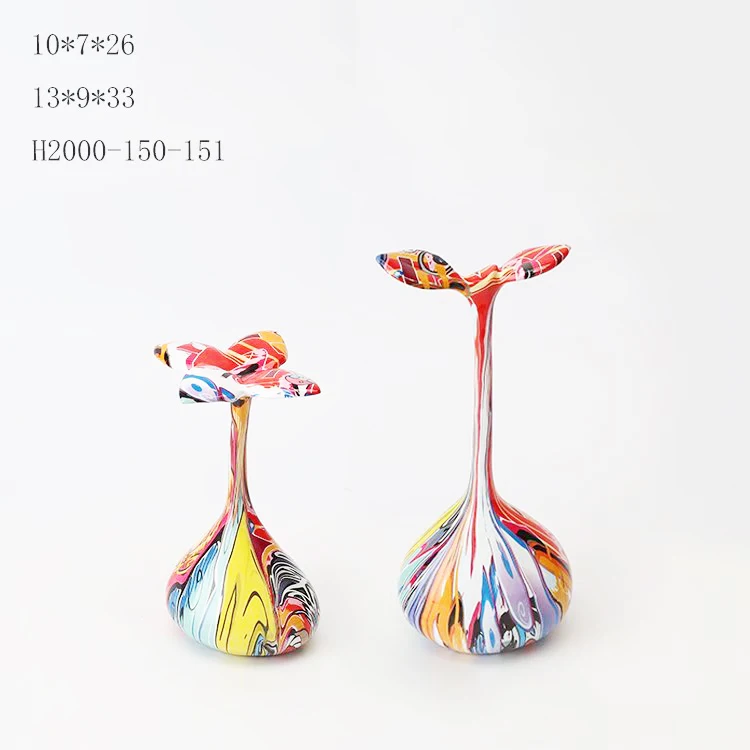 H home decoration colorful modern abstract graffiti water transfer colored tree resin statues