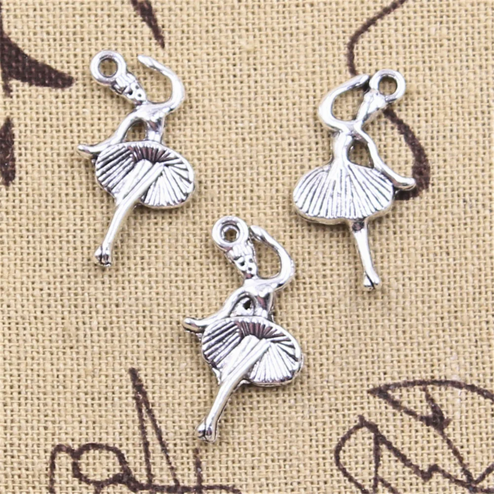 Charms ballet dancer girl 25x13mm Handmade Making fit,Vintage Tibetan Silver Color Pendants,DIY For Bracelet Necklace