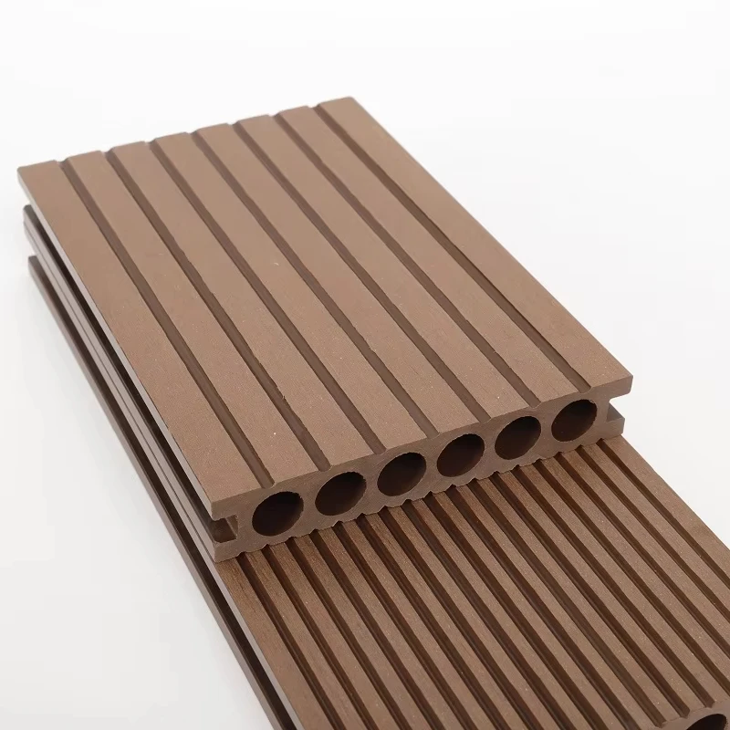 Modern Industrial European Contemporary  Round hole WPC Decking Square Design with Smooth Wood Grain Surface Durable and Stylish