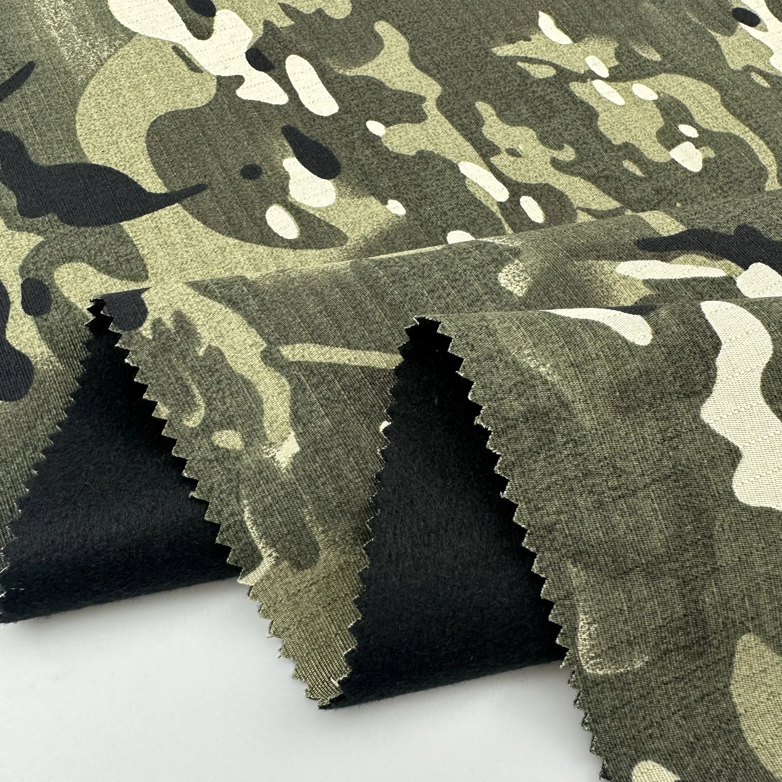 TC 80/20 rip-stop polyester/cotton brush bonded printed greta wear camo print compound fabric for workwear
