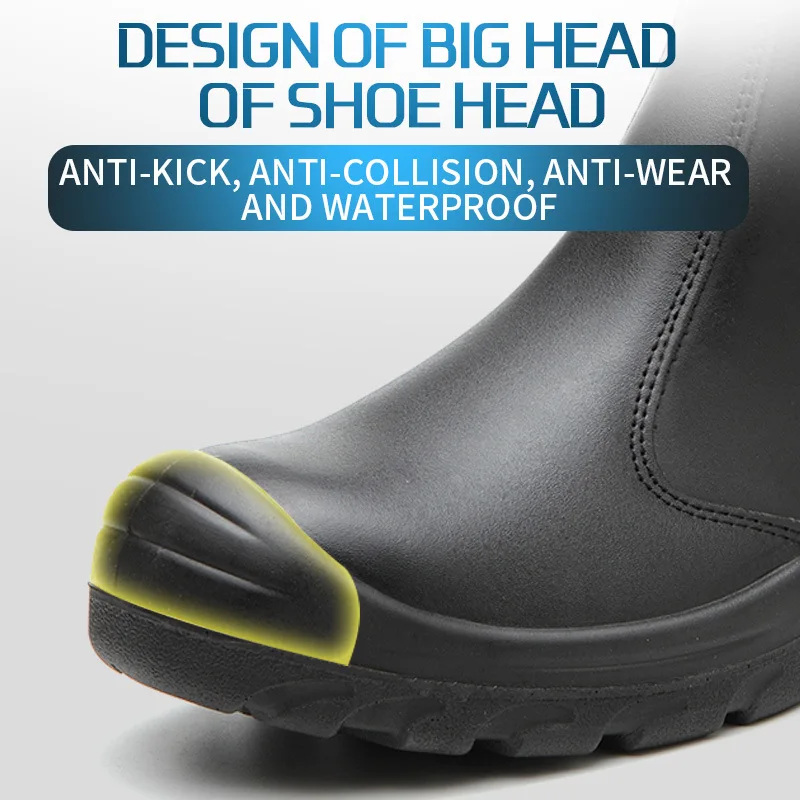 Black waterproof lightweight Leather safety boots comfy steel toe safety welding shoes for welder