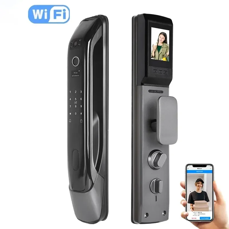 Fully Automatic Smart Fingerprint Door Lock  With Camera Remote Control Tuya App Face Recognition Security Door Lock
