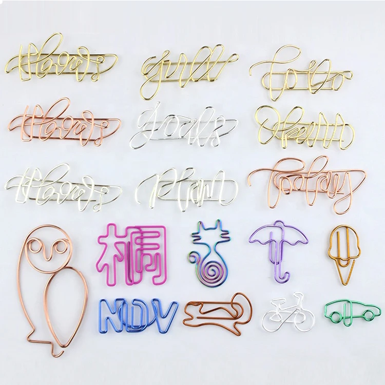 Custom Multicolor Cute Metal Paper Clip Custom Creative Logo Animal Shape Bookmark Paper Clips