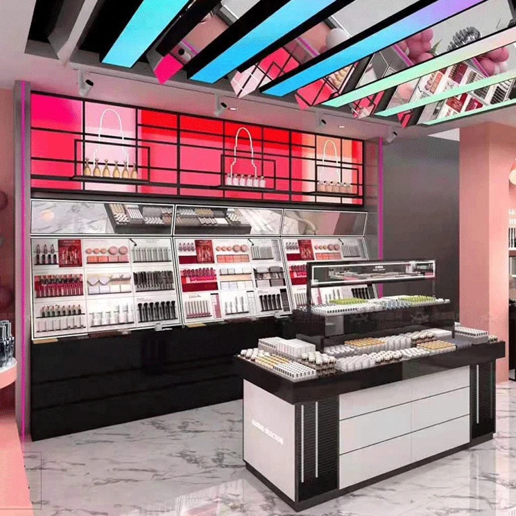Cosmetics Beauty Shop Skincare Store Wall Shelf Beauty Salon Makeup Display Cabinet Shelves