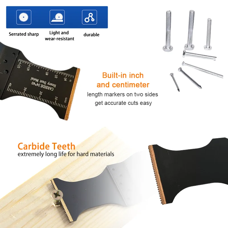 Carbide Technology Oscillating Saw Blades Multi Tool Blades for Hard Material Hardened Metal Nails Bolts and Screws