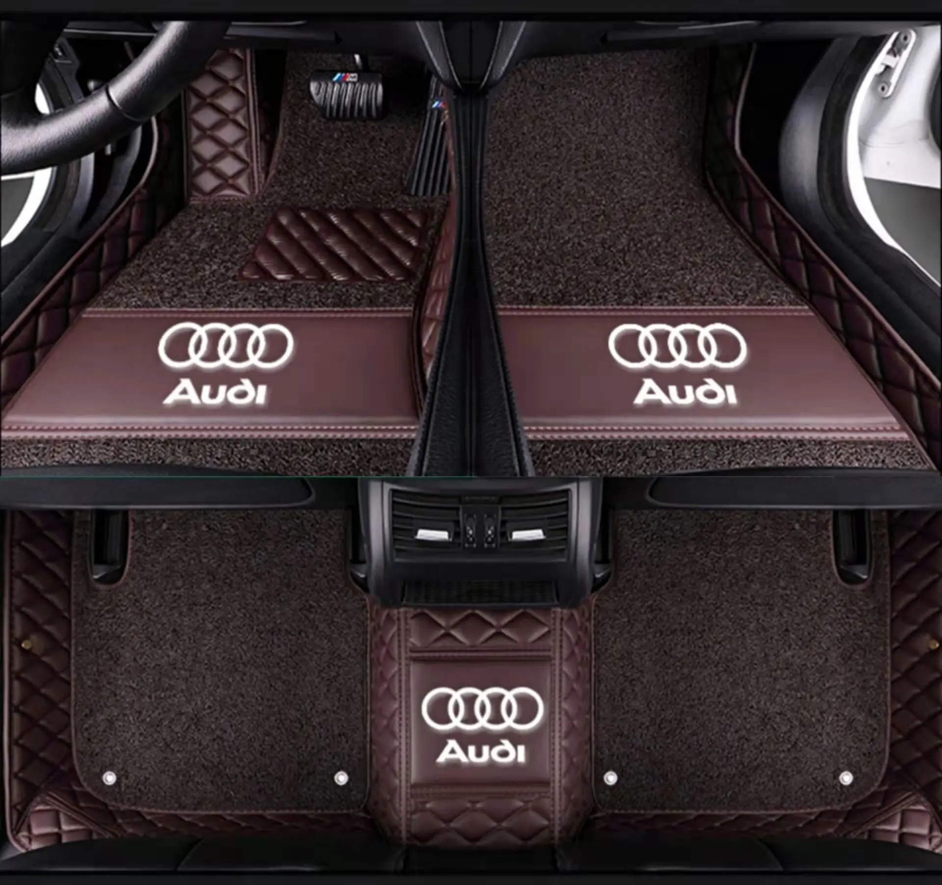2024 Factory Directly Sales Special Luxury Holographic Pattern Leather 7D Non Slip Car Mat Use For SENTAFE 2013