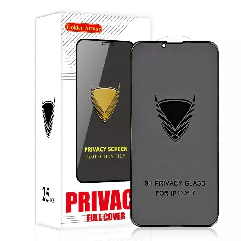 Anti-spy Prevent peeping into 9H glass screen printing full glue Screen Protector Golden Armor Og Tempered Glass Privacy