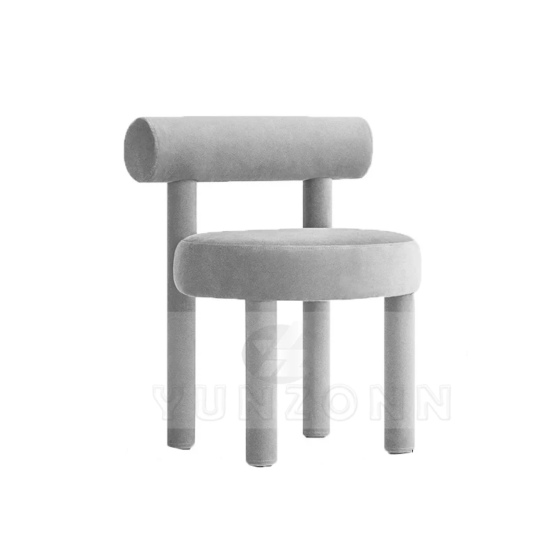 Modern Nordic Design Living Room Furniture Round Cafe Chair Customized Hotel Bedroom White Velvet Fabric Panda  Dining Chair