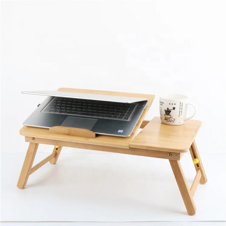 
Adjustable bamboo small size laptop computer folding desk bed study table for home 