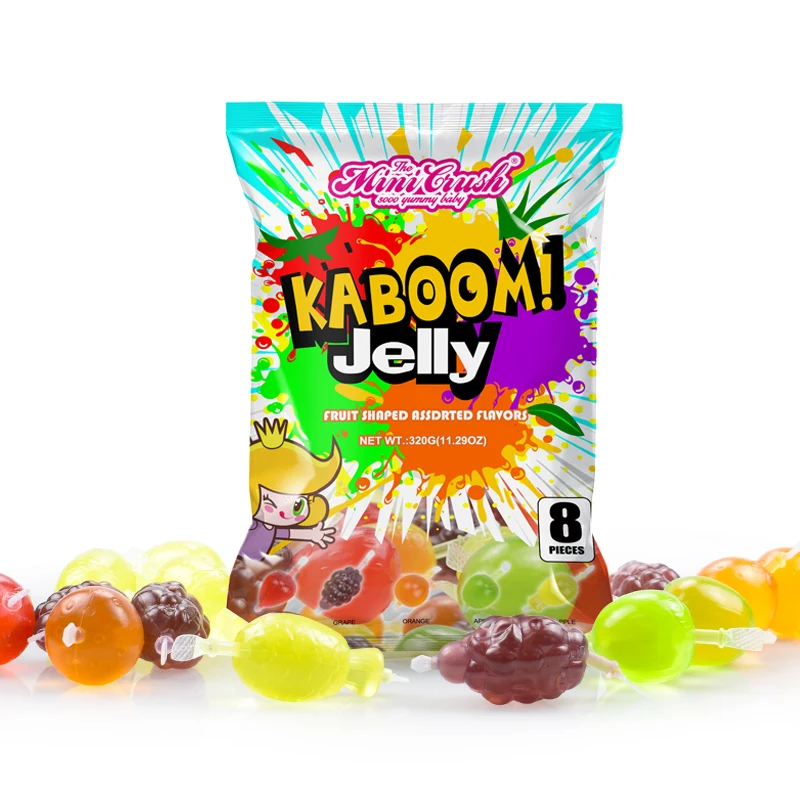 Fruit Jelly Candy, Assorted Flavors Squeezable Vegan-Friendly, 9 Count Bag