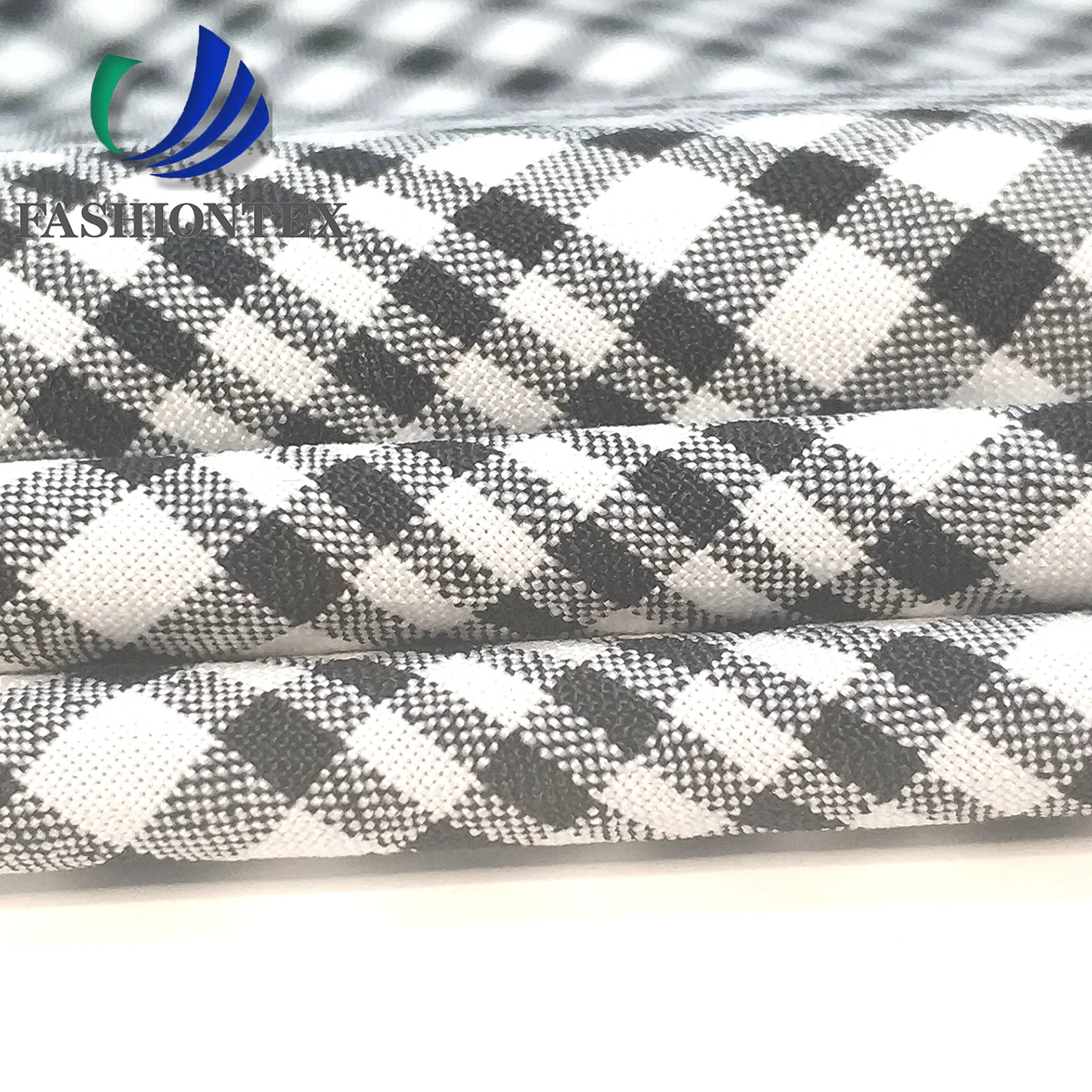 Fashiontex 150D black and white plaid plain shirting fabric suit 100% polyester luxury jacquard fabric