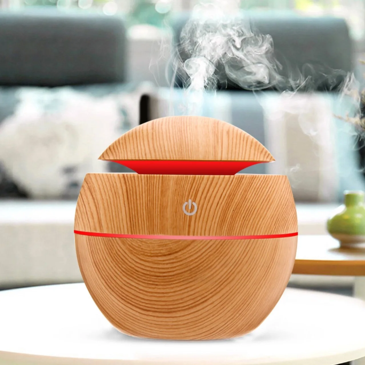 Small USB electric home air humidifier LED light wood grain aromatherapy mist maker ultrasonic humidifier aroma diffuser
