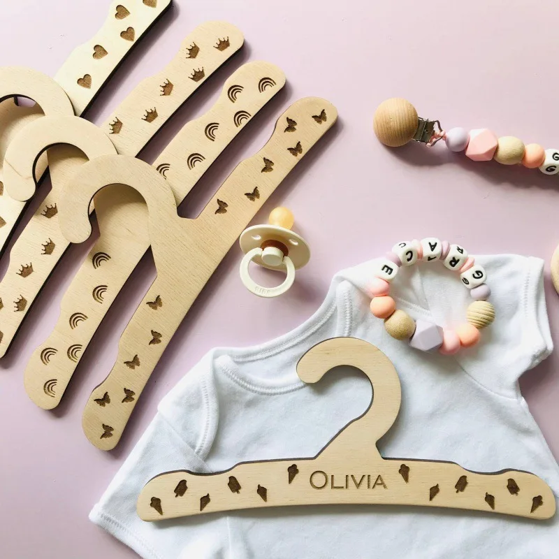 INS kids room decor shooting props creative bow angel wings toddler clothing organize display wooden hanger for baby clothes