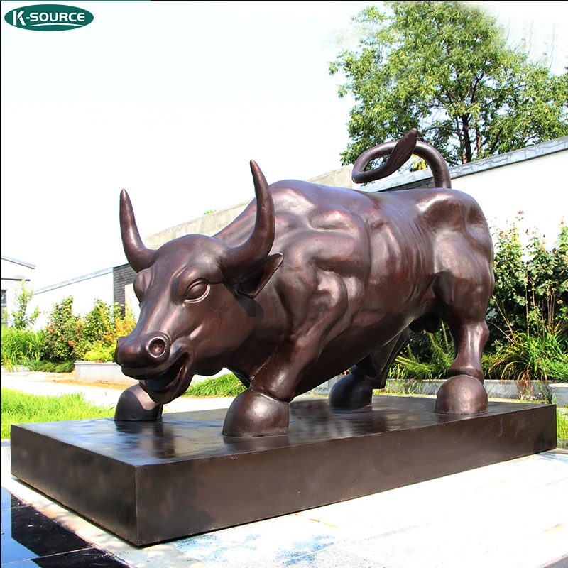 Outdoor life size mental animal garden bronze sculptures The famous Wall Street brass bull sculpture