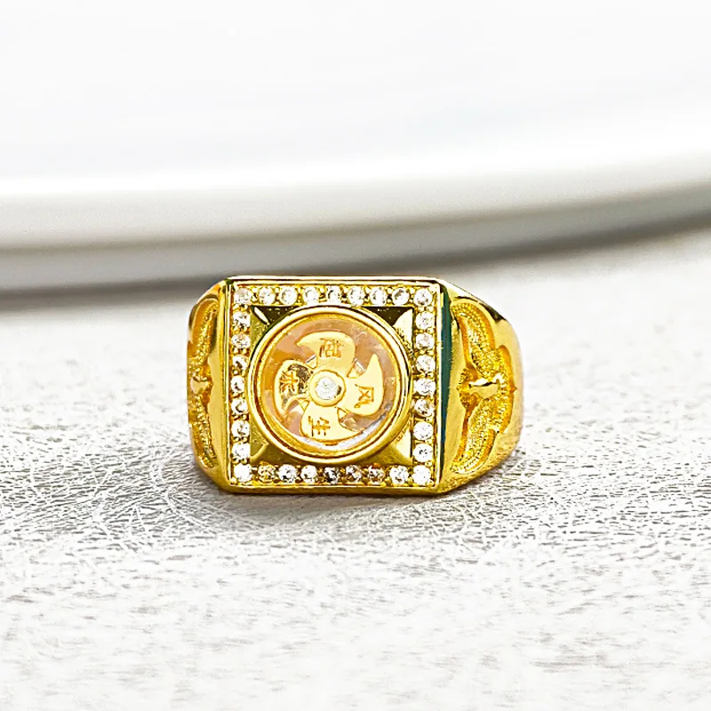 Retro Opening adjustable brass fashion jewelry rings Southeast Asia Thailand Windmill Rotatable zircon ring for Men and Women