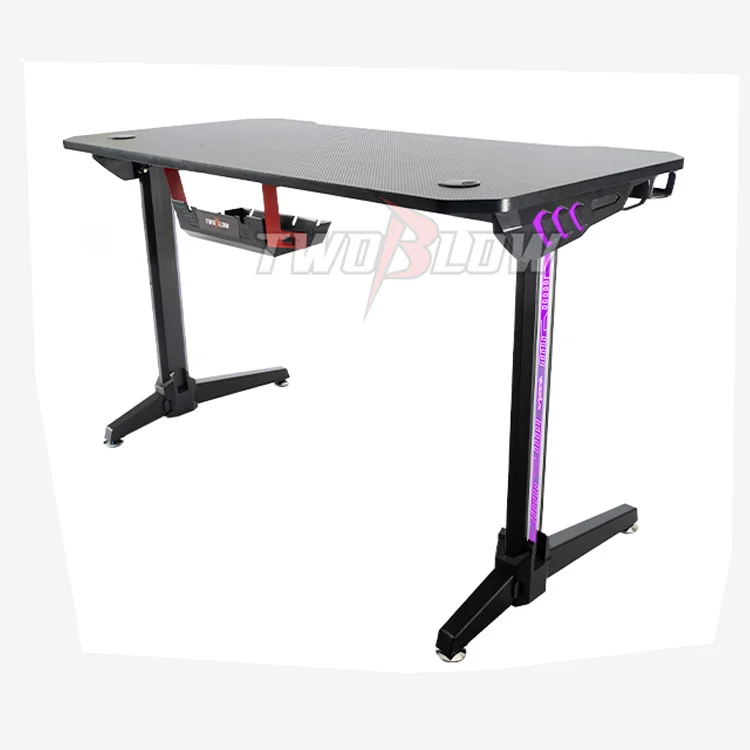 Gaming Table with 9 LED Lights Modern Computer Gaming Desk Furniture