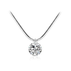 Temperament s925 silver female fresh girl necklace female single diamond fashion short necklace snake bone chain jewelry