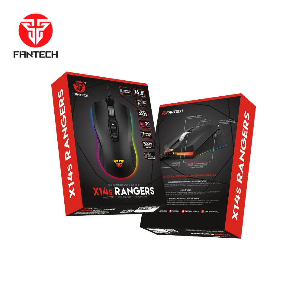 Fantech X14S High Quality Pixart PMW3325 High End Gaming Sensor Macro RGB Mouse