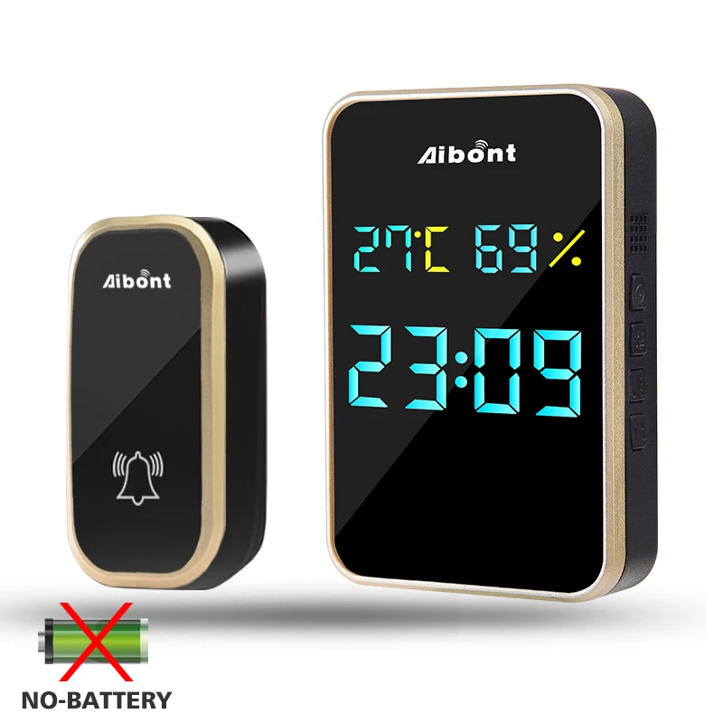 Thermometer Hygrometer clock Wireless Doorbell smart door bell chime 38 ring tong Support EU AU JP US plug