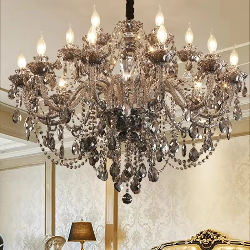 12+6 Arms  Crystal Dining Room Lights Chandelier Pendant Hanging Interior Decoration
